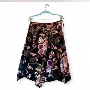 Mixit Black & Purple Floral Asymmetrical Midi Skirt size 4